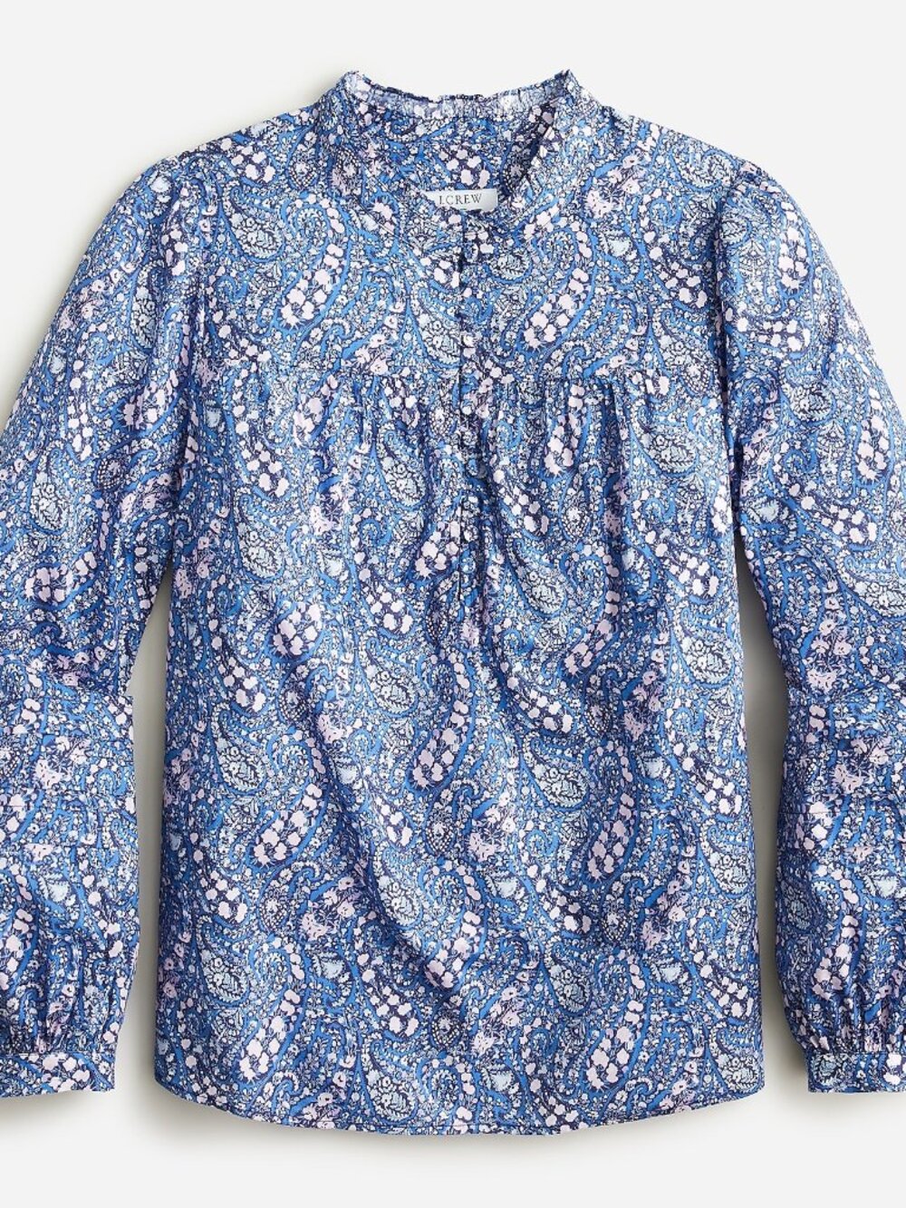J.Crew Button Front Ruffle Neck Popover in Liberty Bourton Bloom Fabric Size M